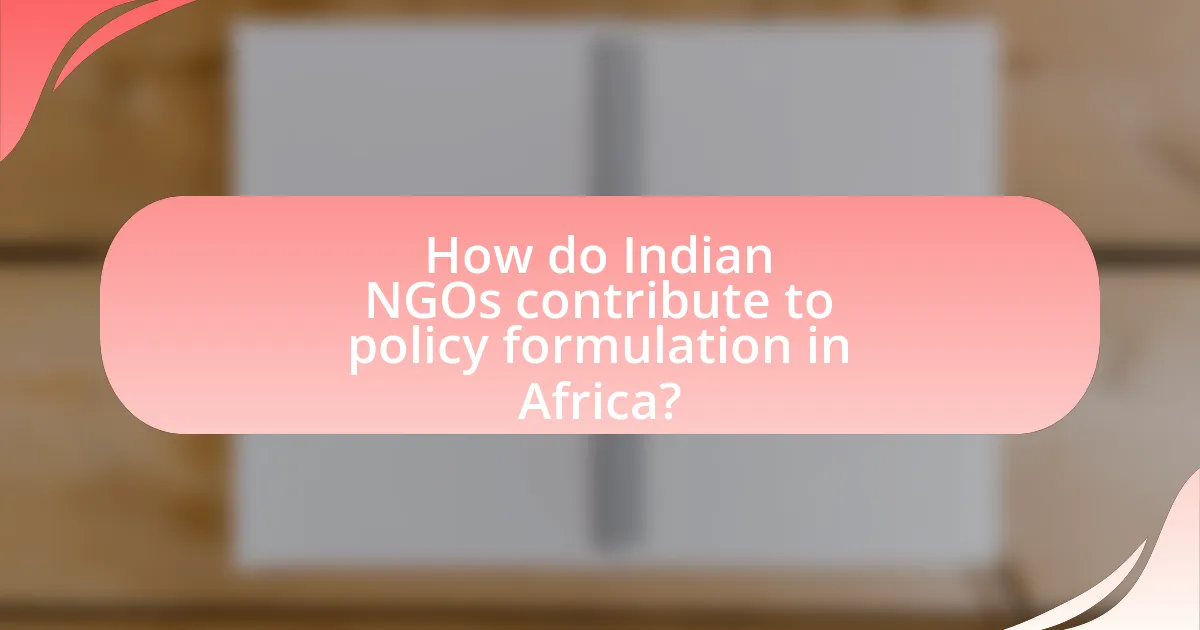 How do Indian NGOs contribute to policy formulation in Africa?
